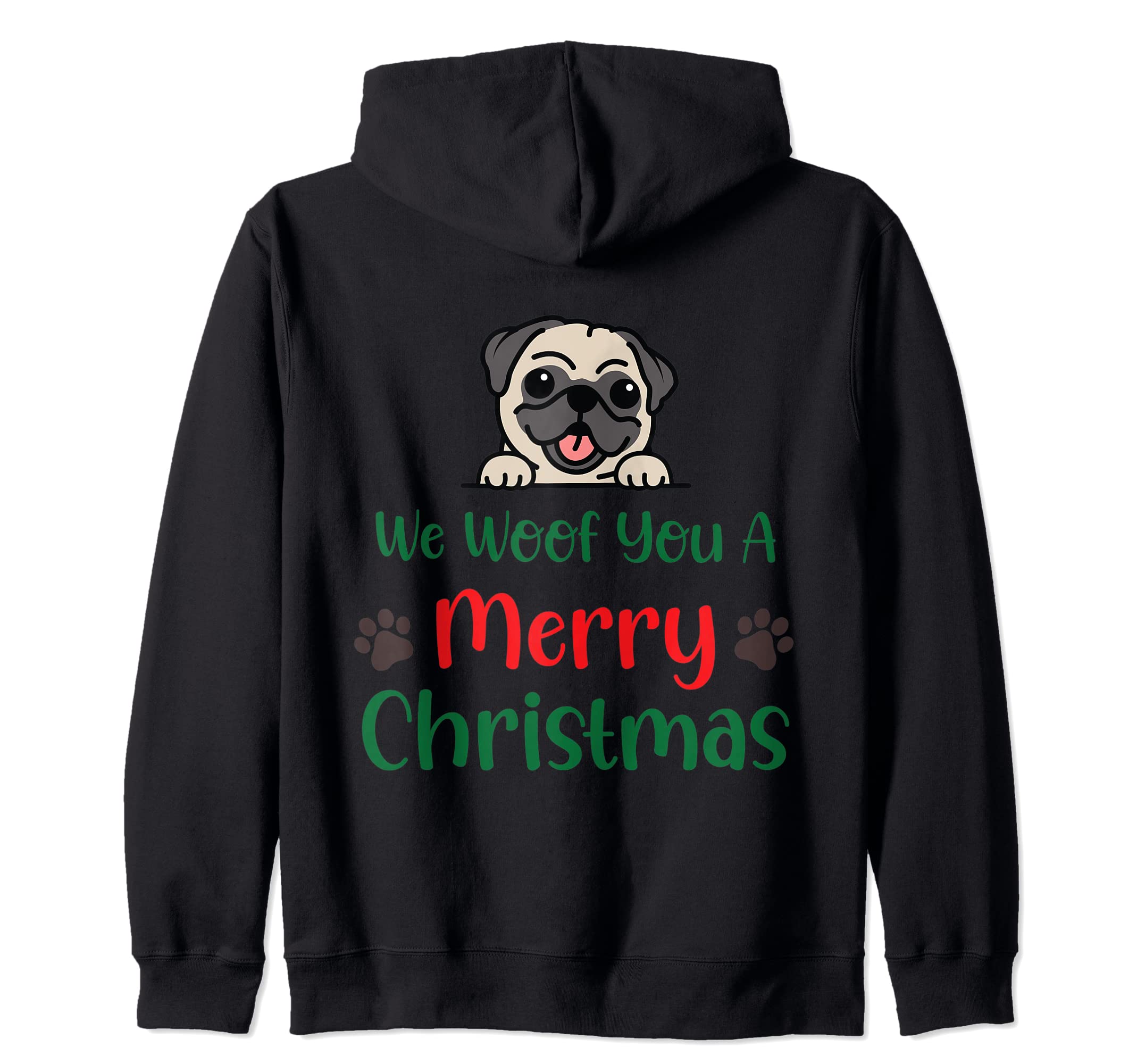 We Wooof You A Merry Happy Christmas Xmas Dog Zip Hoodie
