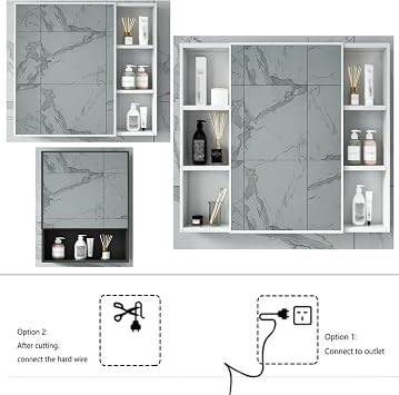 Bathroom Wall Mirror Cabinet,Medicine Cabinet Mirror,Bathroom Mirrored Cabinet with Storage, Not Recessed,for Storage Cabinet for Bathroom, Entryway,Easy to install(Black,W40cm/16in)