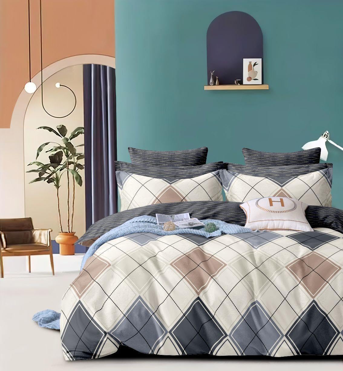 BLANDA Microfiber 180 TC Printed Bedsheet with 2 Pillow Covers for Summer Breathable | Soft | Wrinklefree | Soft Touch & Skin Friendly (93 * 100 inch (Double Size Bed))