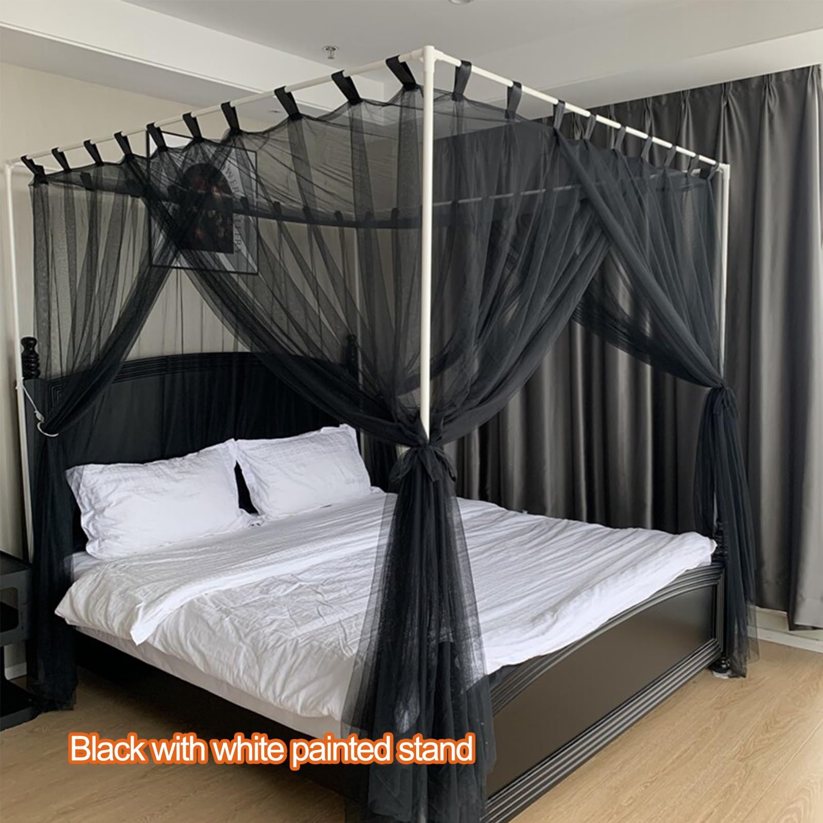 SARKEY 4-Pfosten Prinzessinnen Betthimmel,Elegantes Prinzessinnen-Moskitonetz,Bettvorhang,Baldachin Für Erwachsene,Hochzeit,Schlafzimmer,Kinderzimmer,Dekoration(150x200x200cm(59"x79"x79"))