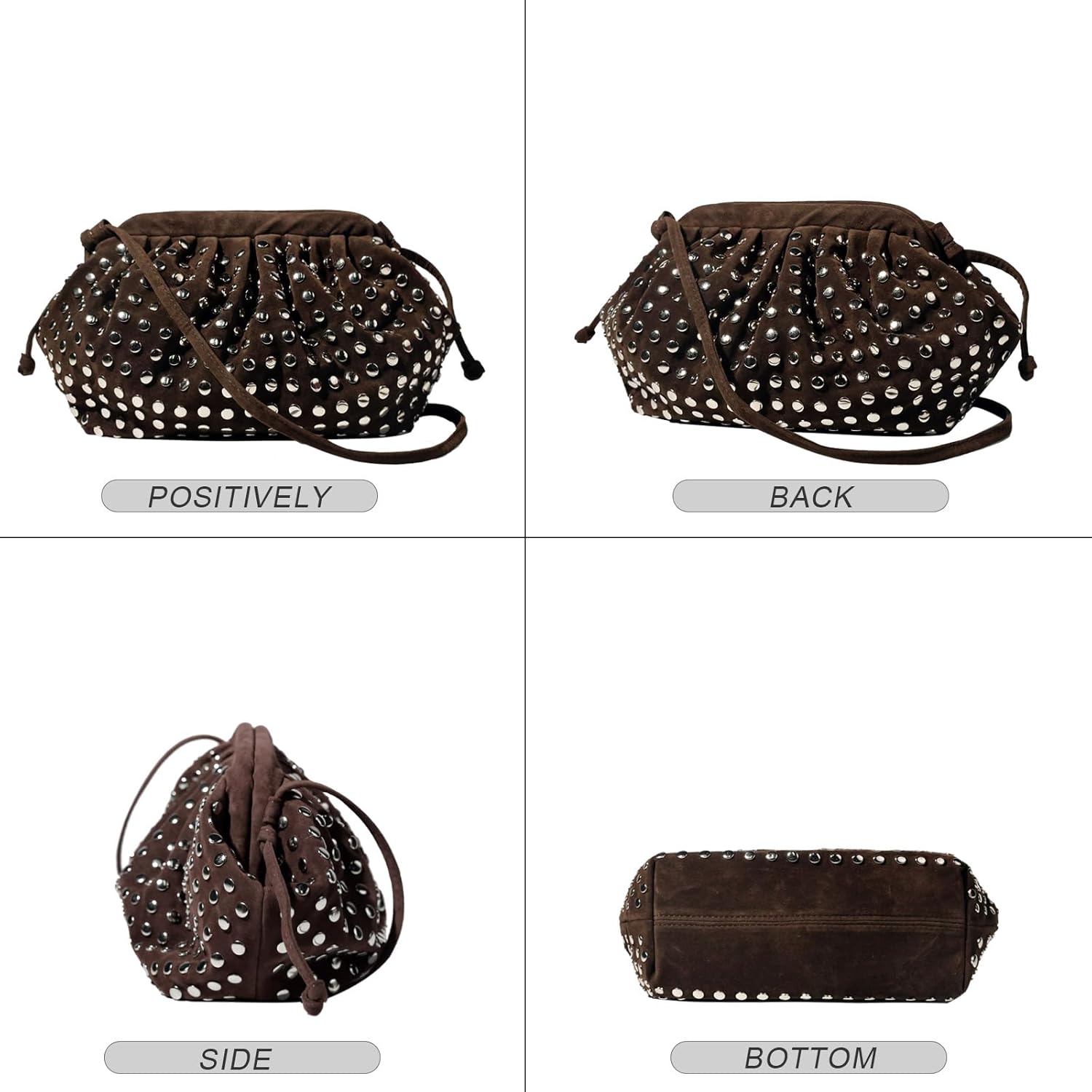 Cloud Dumpling Pouch Clutch Purse Shoulder Handbag Straw Crossbody for Women