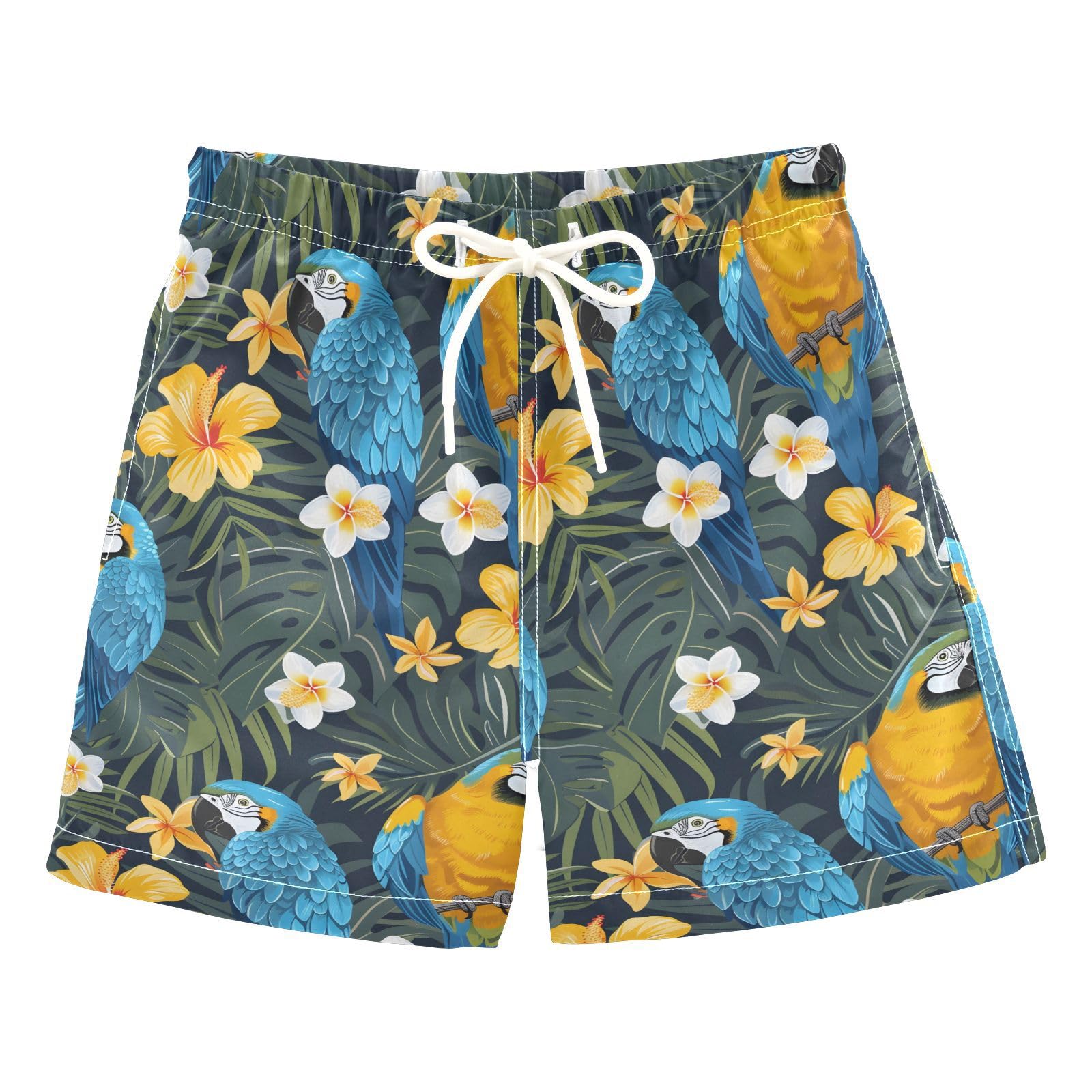 Parrots and Flowers Boys Swim Trunks Toddler Shorts Swimwear Boardshorts