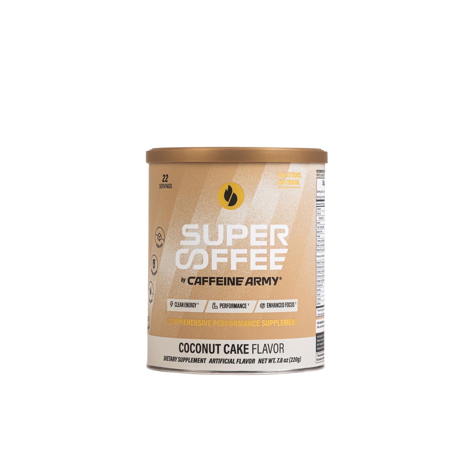 CAFFEINE ARMY - Keto Instant Coffee - Functional Energy Drink - High Performance and Focus - Gluten Free - Sugar Free - Hot or Iced - Coconut Cake 7.76 oz 22 Servings