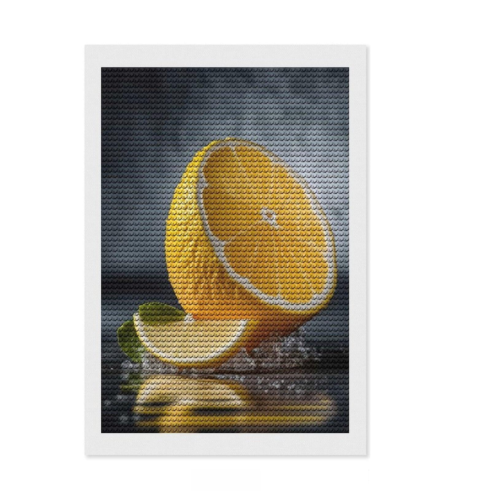 Junmoney Portrait of Lemon Art Full Drill Diamond Painting Kit 8"x12", Boho Decor, for Family Craft Time, Mindful Craft Activity, Gift Idea
