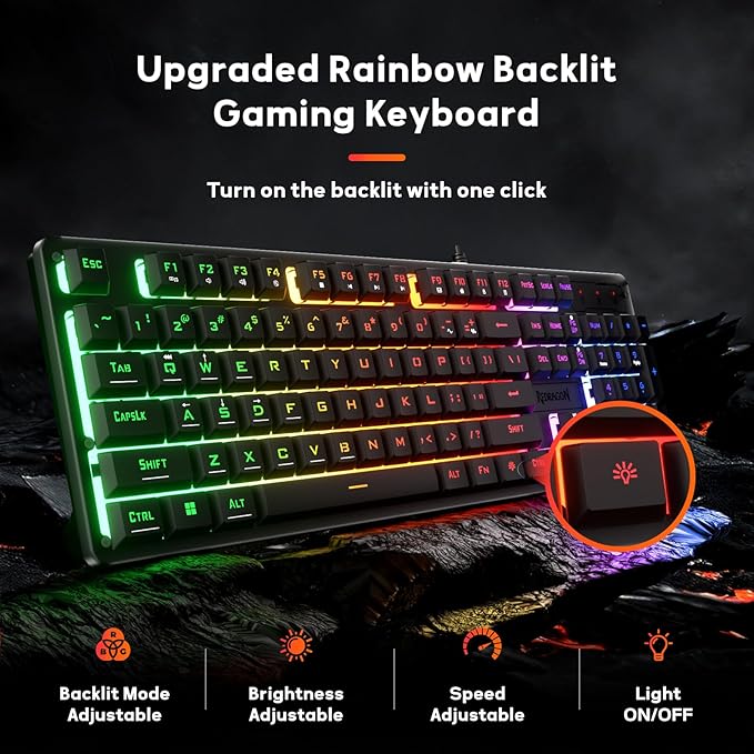 Teclado Gamer Redragon K521 Rainbow LED Mecánico 104 Teclas miniatura 2