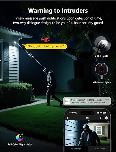 Miniatura 5 de Lepro Cámara de seguridad 2K para interiores y exteriores para cuidado del bebé, monitoreo de mascotas, portero remoto, visión nocturna, audio de 2