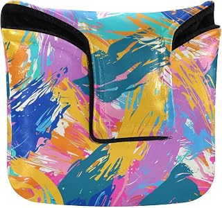 Colorful Splashes Of Paint Golf Putter Cover Mallet with Magnetic Closure Putter Headcovers for Mallets and Square Waterproof PU Leather
