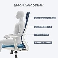 Vista 4 de EUREKA ERGONOMIC Skylar-Lite - Silla de oficina de malla azul, silla de escritorio ergonómica con reposacabezas ajustable, sillas de escritorio