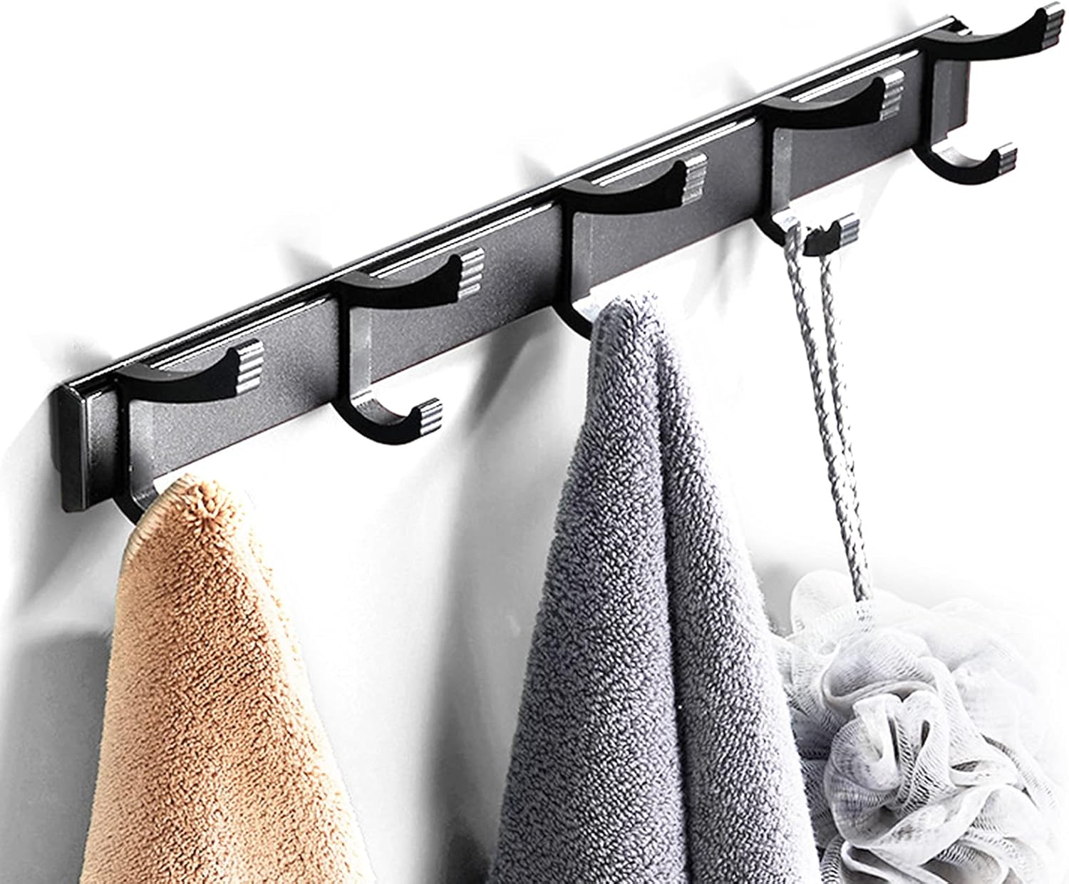 Bncxdc Metal Coat Hook Rail, Utensil Rack with 5 Hooks, Multifunctional