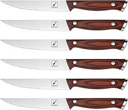Steak Knives, imarku Steak Knives Set of 6 for Christmas Gifts, Japanese HC Steel Premium Serrated Steak Knife Set with Ergonomic Handle and Gift Box