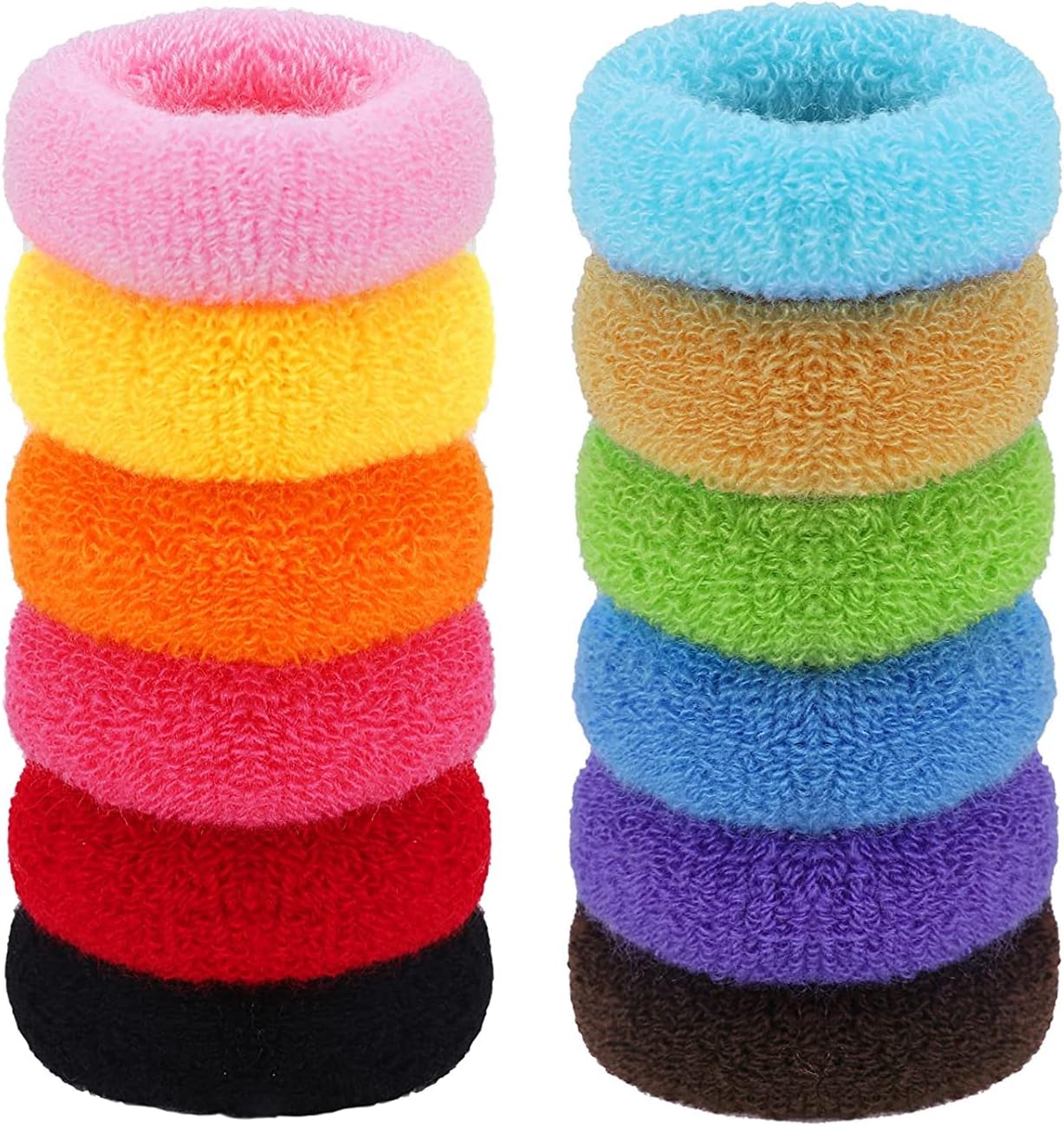 AYF 12 Pack Large Thick Hair Ties - Hair Ties for Thick Curly Hair Seamless Hair Bands Large Hair Elastics Ponytail Holders Coloured Thick Stretch Rubber Bands for Women