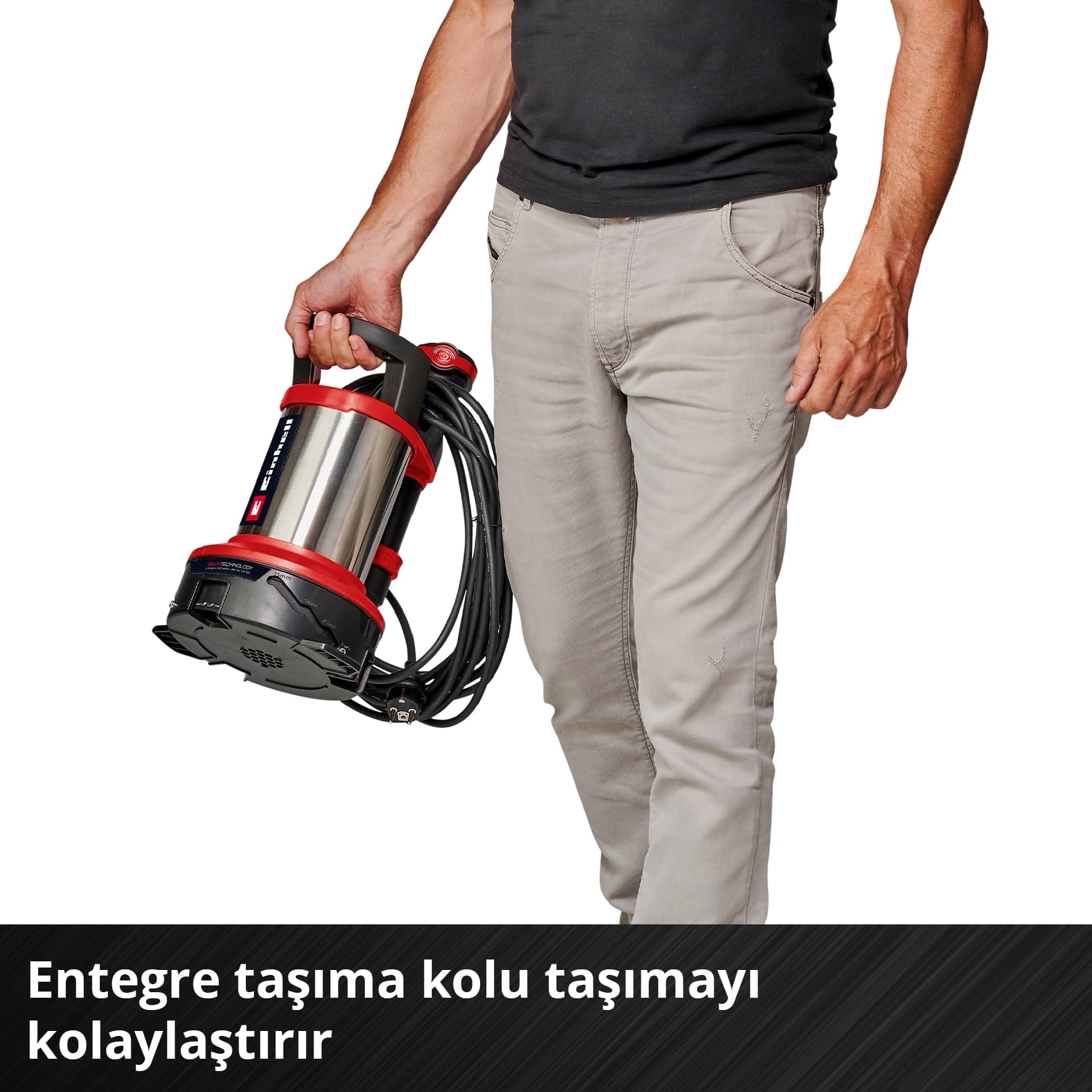 Einhell Zestaw nawadniający GE-DP 7535 N LL ECO (750 W, do Ø 35 mm wielkości cząstek obcych, maks. wydajność tłoczenia 18 500 l/h, w zestawie wąż z tkaniny 10 m, uniwersalny adapter, pudełko z