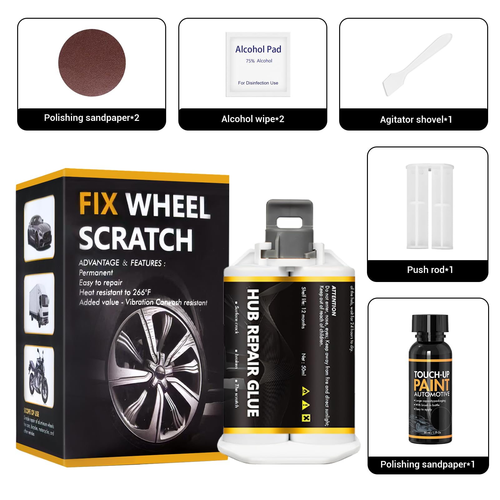 Restaurateur Roue Voiture Pâte Polissage Roues Voiture 80g - Réparation Rayures Moyeu - Nettoyant Restaurateur Jantes Polish Roues 80g