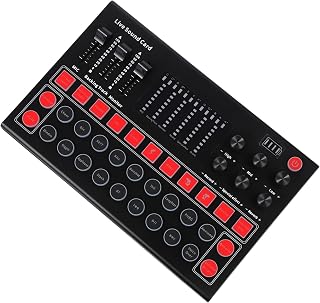 NUOBESTY Portable Voice Changer Sound Card with Built Dsp Noise Reduction Audio Mixer for Streaming Karaoke Podcast Compatible with Mobile and Computer Live Broadcasting