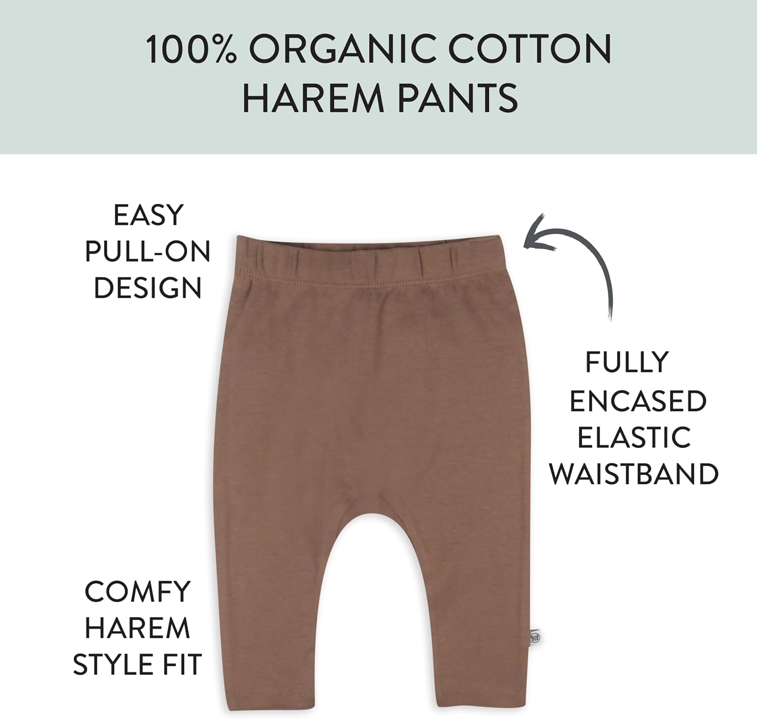 HonestBaby Unisex Baby 3-Pack 100% Organic Cotton Roomy Fit Pull On Bottoms Cuff-Less Harem Pants, Natural Ombre, Newborn