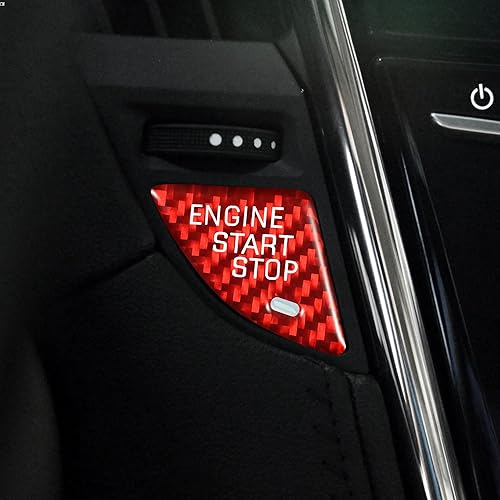 Miniatura 5 de TOMALL Adhesivo de fibra de carbono para cubierta de arranque de motor de automóvil, compatible con Cadillac ATS ATS-L, cubierta de encendido de