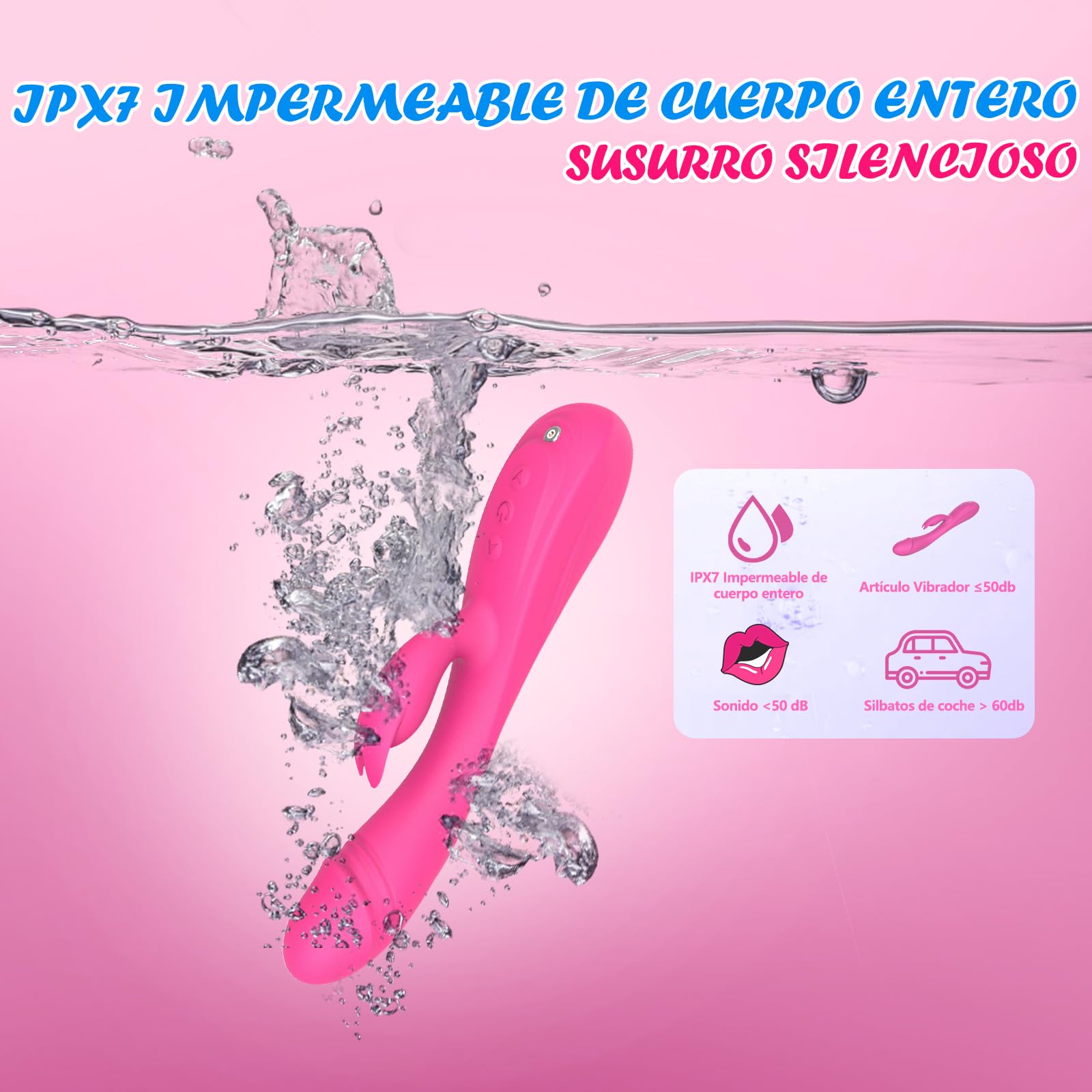 Conejo Vibrador Juguete Sexual 3en1 Consolador para Mujeres,7 * 7 Modos de Vibradores CKSOHOT 8.4'' Silicona Líquida Juguete Sexual Consoladores
