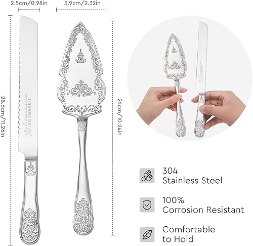 Miniatura 2 de AW Bridal Silver Wedding Cake Knife And Server Set, Vintage Cake Cutting Set for Wedding, Personalized Cake Cutter Wedding Gift Bridal Shower Gift