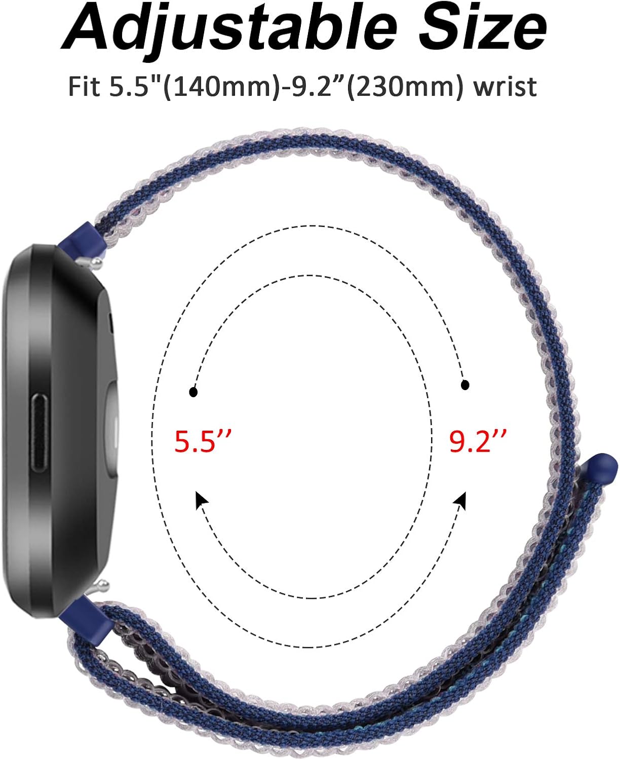 3 Pack Nylon Bands Compatible with Fitbit Versa 2 / Fitbit Versa/Versa Lite/Versa SE, Soft Breathable Sport Replacement Wristbands for Fitbit Versa Smart Watch (Pure Black/Midnight Blue/Neon Lime) : Electronics