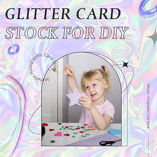 Miniatura 5 de Kosiz 100 hojas de papel holográfico metálico brillante iridiscente espejo hojas de papel de 8.5 x 11 pulgadas, papel de colores mixtos, papel de