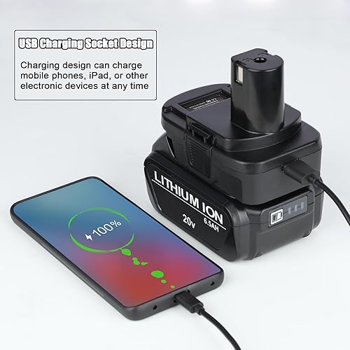 Miniatura 6 de KUNLUN Adaptador de batería DM18RL para herramientas Ryobi de 18 V, convertidor para batería Dewalt de 20 V y batería Milwaukee M18 a batería Ryobi