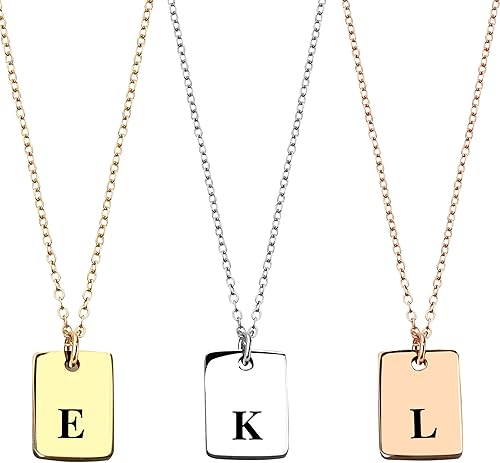 Dainty Initial Tag Necklace for Birthday Gift Personalized Handmade Jewelry for her Anniversary Gift Custom Engraved Letter Necklace -15N-LS Dainty Initial Tag Necklace for Birthday Gift Personalized Handmade Jewelry for her Anniversary Gift Custom Engraved Letter Necklace -15N-LS