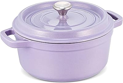 ROYDX Dutch Oven Pot with Lid, Enameled Cast Iron Coated Dutch Oven 4 QT Deep Round Oven, Non-Stick Pan with Dual Handle for Braising Broiling Bread Baking Frying, for Open Fire Stovetop Camping