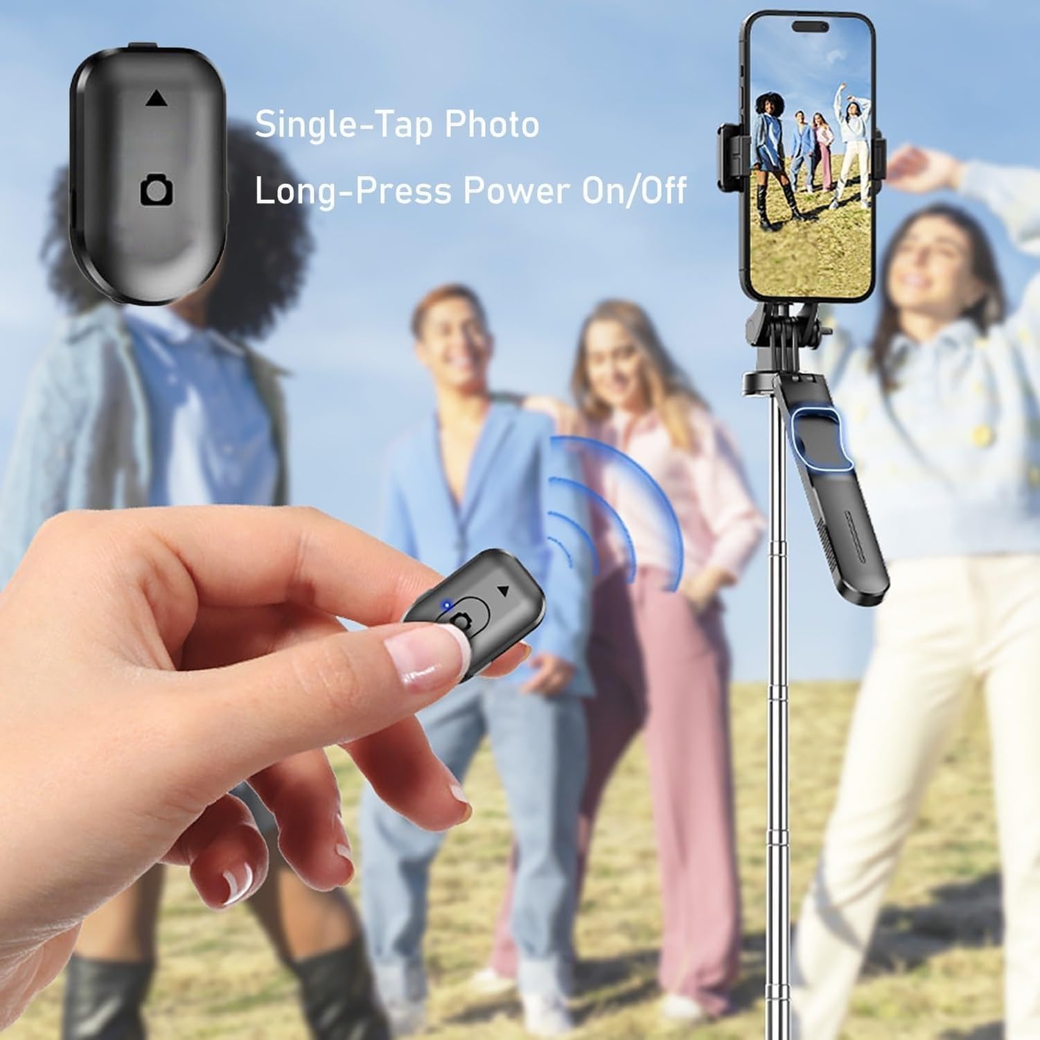 Trípode Gimbal Estabilizador 2 en 1 para Móvil, Palo Selfie 360° Antivibración Repartir Cada Movimiento, Plegable Robusto Estabilidad Sólida, Negro