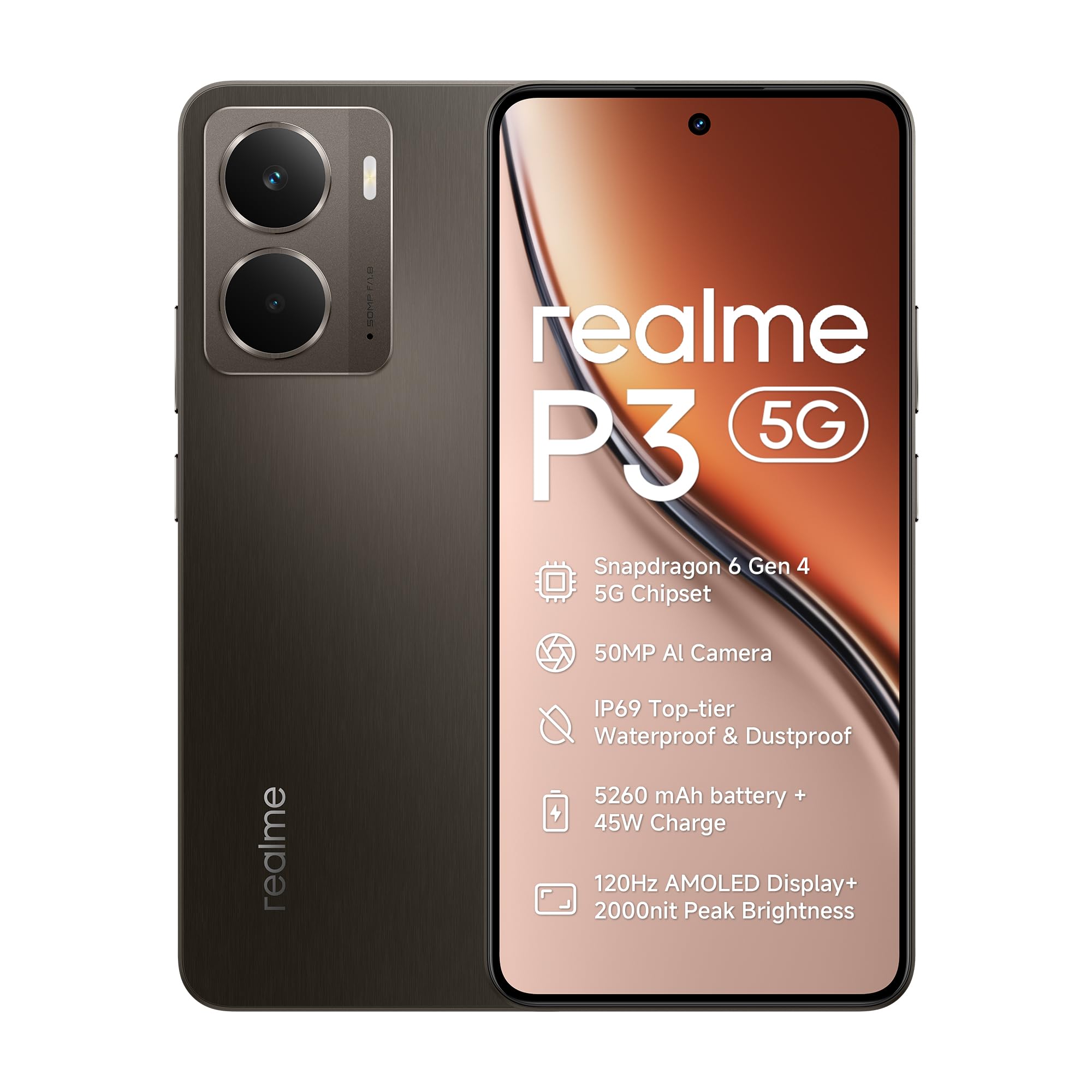 realme P3 5G Mobile phone 12+512GB Smartphone, 120Hz Amoled