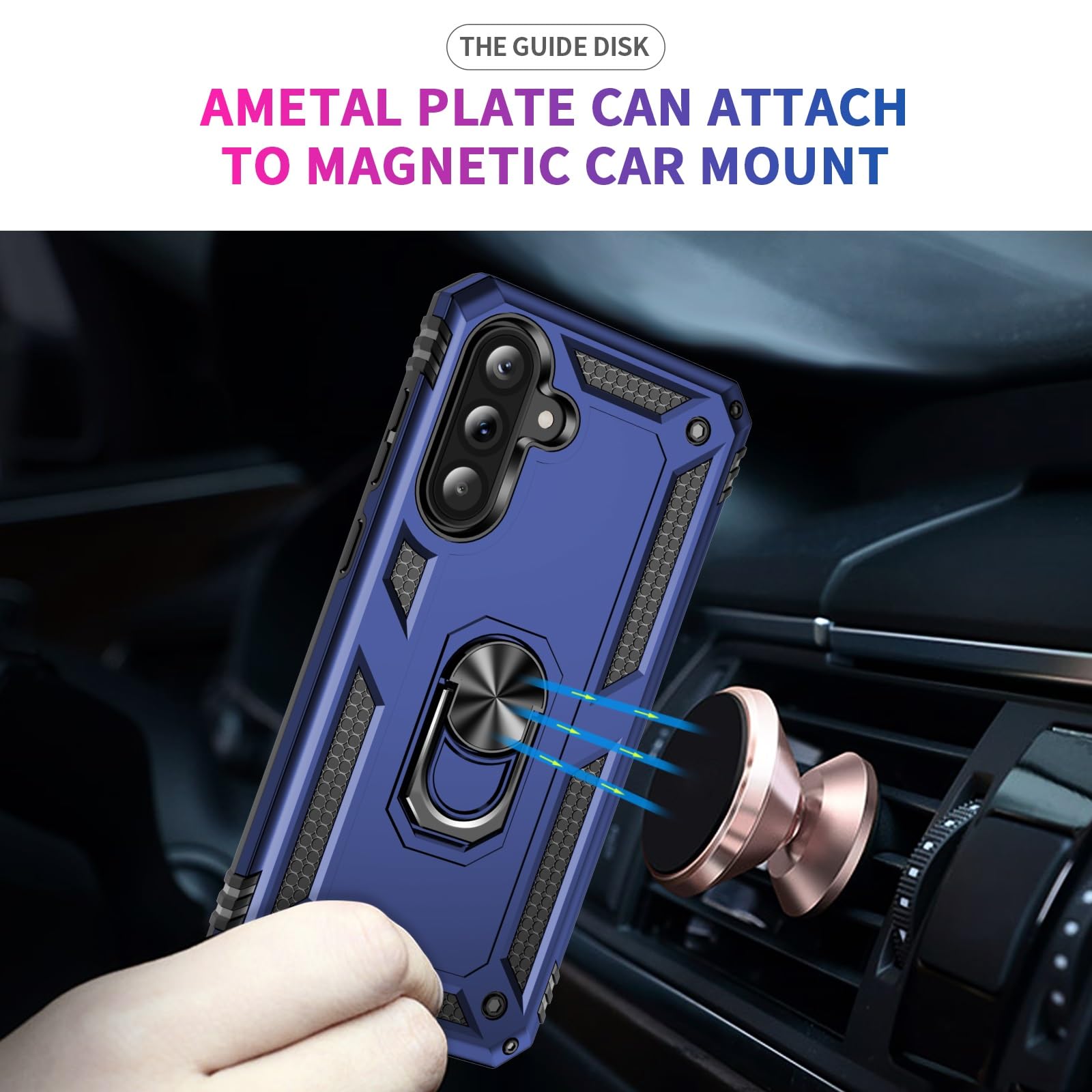 For Samsung Galaxy A36 5G Case, Military Grade Shockproof Bumper Rugged Rotating Stand Ring Holder Anti Scratch Magnetic Cover Compatible Car Mount Case S