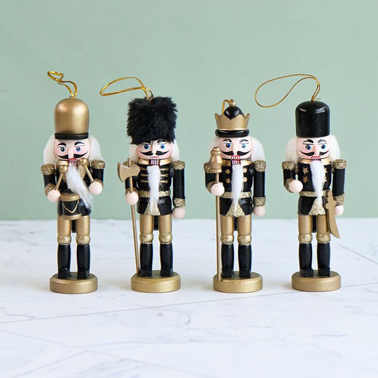 Christmas Wooden For Decor Christmas For Pendant For Creative For Ornament For Party- Store Ho Christmas Nutcrackers Ornaments Gold & Black Glittered Christmas Mini Wooden