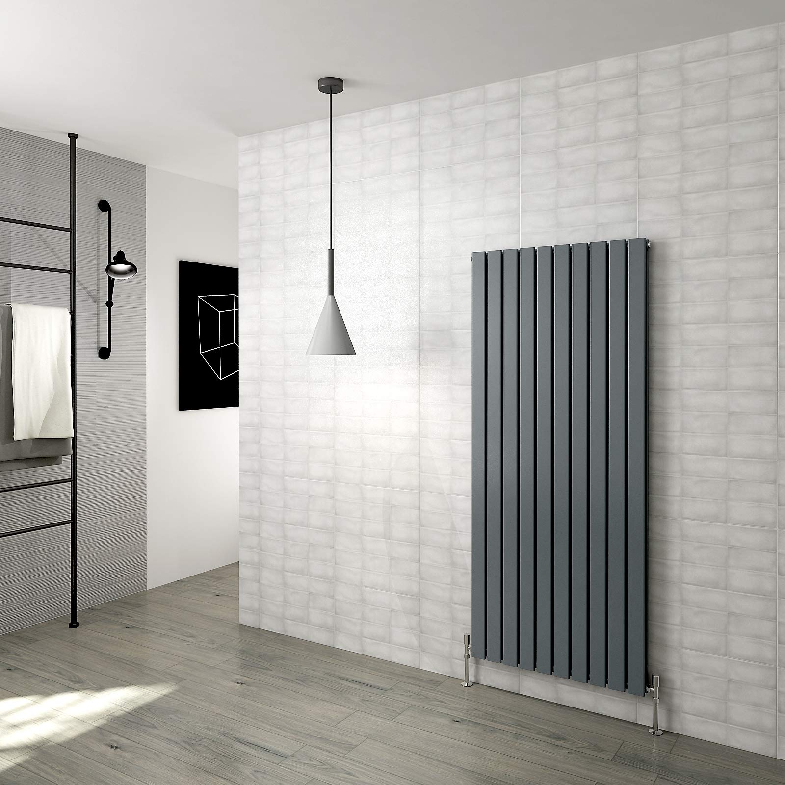 Vertical Radiator Flat Panel Designer Central Heating Anthracite Rads Double 1600x680mm โ image 1