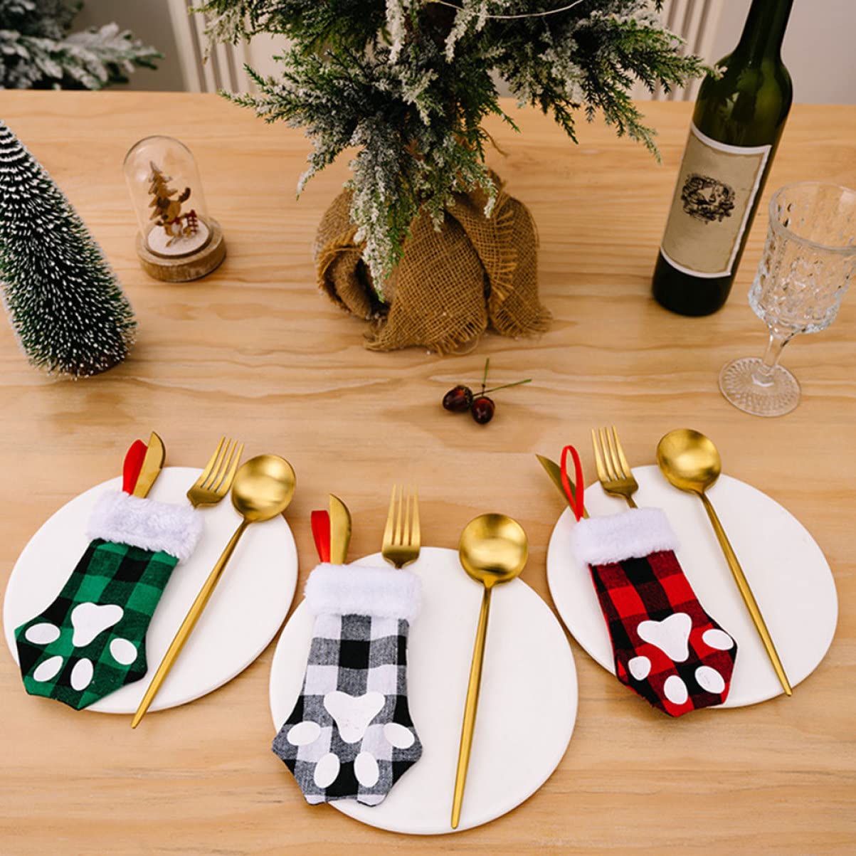 PRETYZOOM 5 Set Calza di Natale Artiglio di Gatto Giocattoli Gatto Natale Decorazione Albero Natale Decorazione Natale Albero Sacchetto Calza di Natale Decorazione Natalizia 3 Pezzi*5