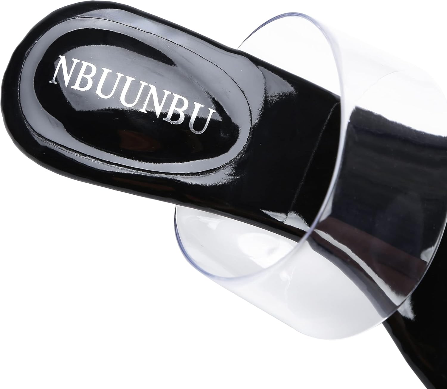 NBUUNBU Clear Heels for Women Silver Black Heels Little Platform Sexy High Heels Sandals Stiletto Kitten Open Toe Dress Shoes Comfortable Double Transparent Strap Heeled Sandals Mule - Image 9