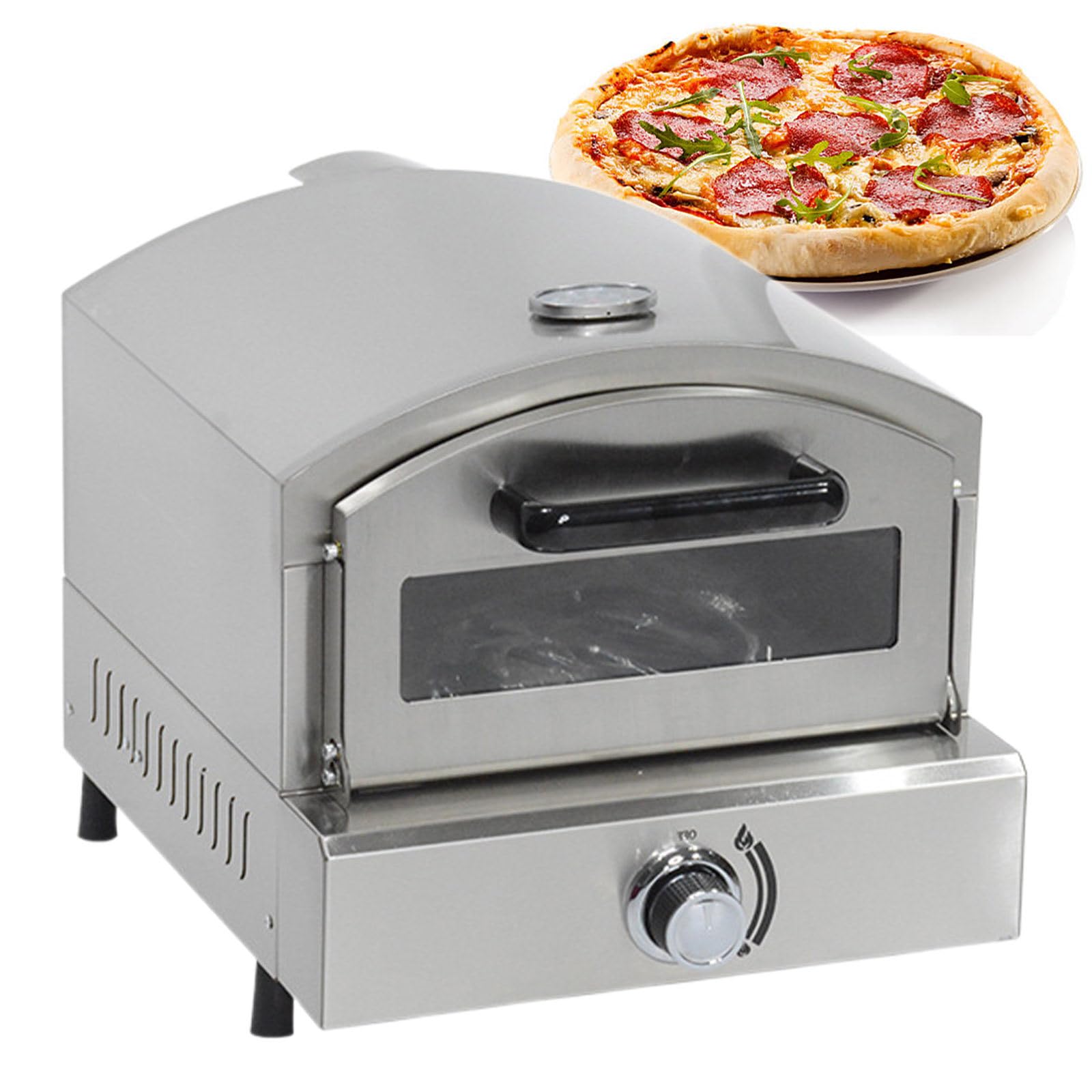 Horno de pizza portátil, para encimera de gas, parrilla de pizza al aire libre, acero inoxidable, con piedra para pizza, para comercial/hogar/cocina