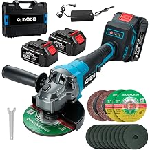 Cordless Angle Grinder, 4-1/2 Inch Power Brushless, 2 x 4.0Ah Battery with Charger, Brushless Grinders 9000 RPM, Adjustable 3-speed for Metal Cutting, Grinding, Polishing, Rust Removal