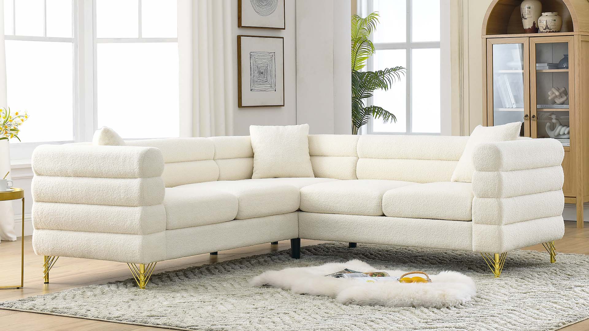 Amazon.com: Antetek L-Shaped Sectional Couches, Modern Teddy