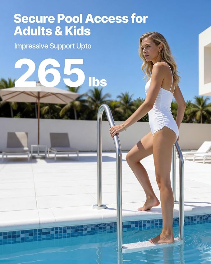 Escalera para piscina VEVOR 3 peldaños acero inox miniatura 7