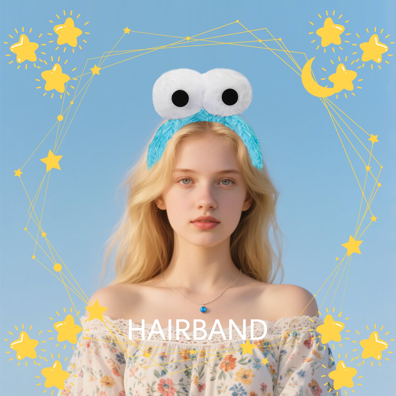 DVOFU Eyes Headband Adorable Monster Headwear Cartoon Fuzzy Costume Novelties Headbands for Halloween Party Wear Accessory (Blue) - Image 4