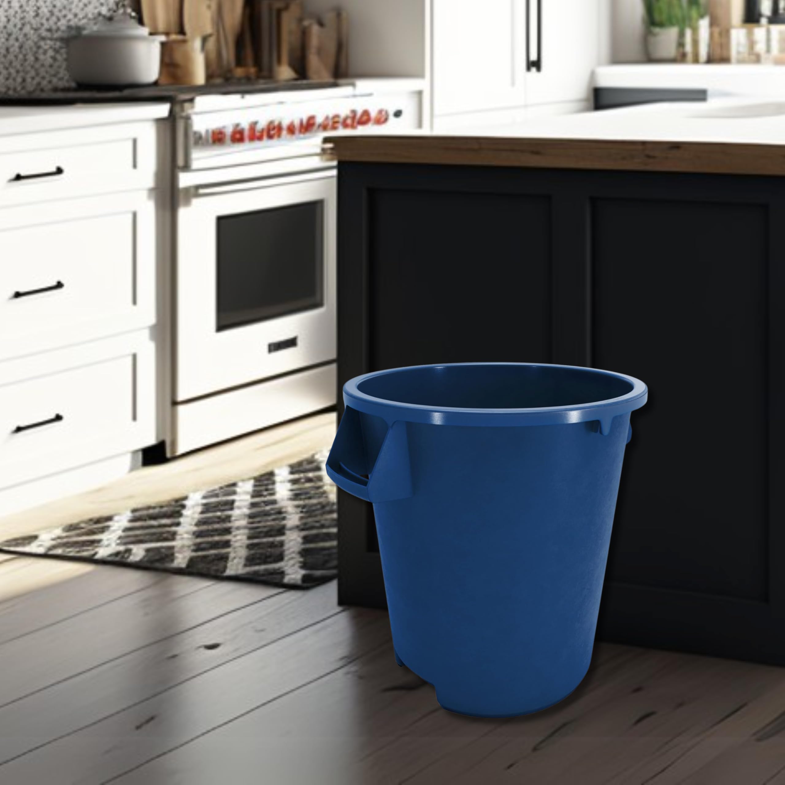 SPARTA Bronco Waste Container Trash Container, Round Trash Bin for Disposal, 10 Gallons, Blue