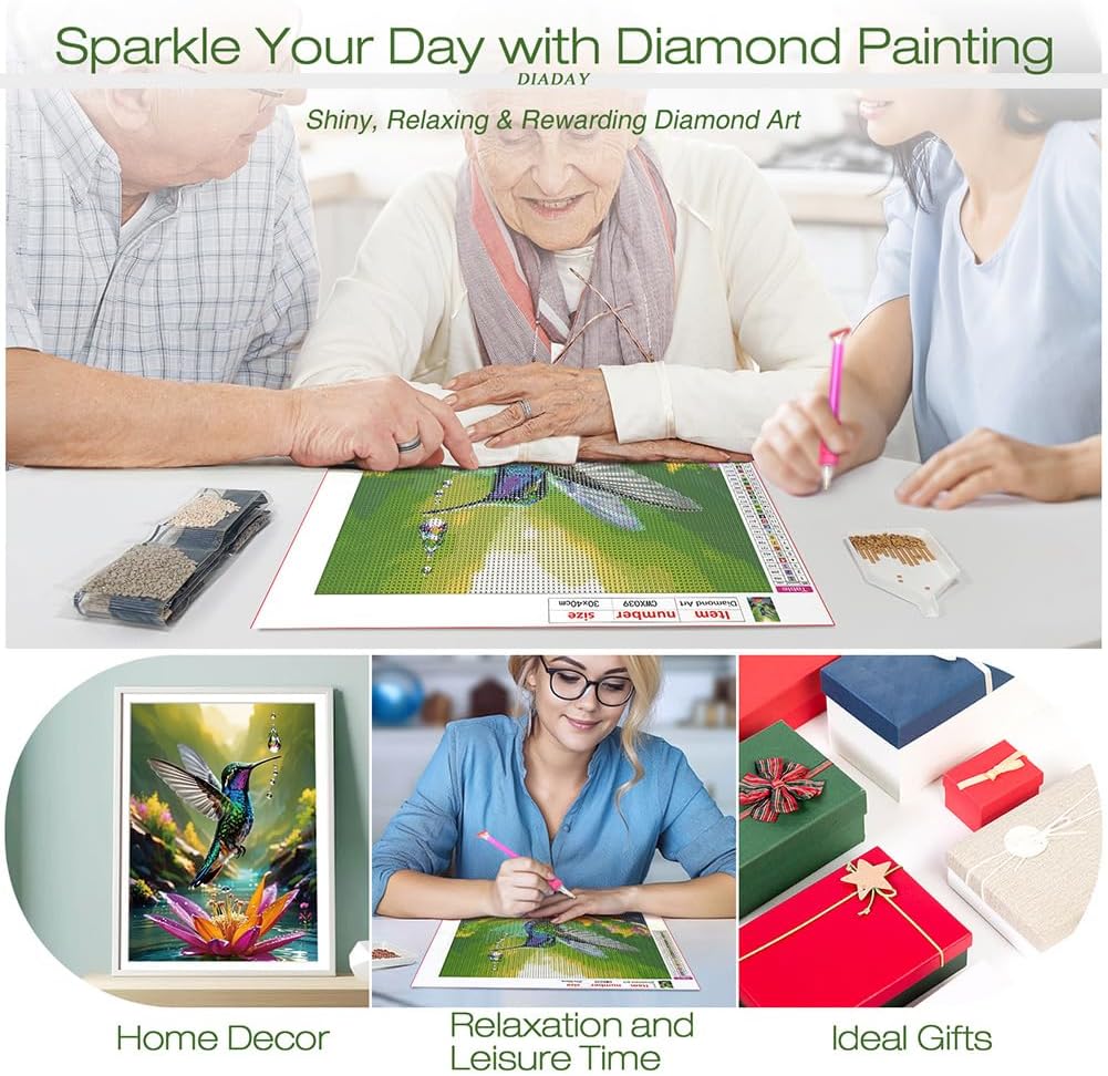 DIADAY Hummingbird Diamond Painting Kit for Adults, Diamond Art 12x16 Inch image 3