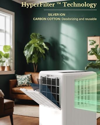 Portable Air Conditioner, 8,000 BTU Air Conditioner Portable for Room Up to 350 Sq.Ft, with Cooling, Fan, Dehumidifier & Sleep Mode, Remote Control, LED Display