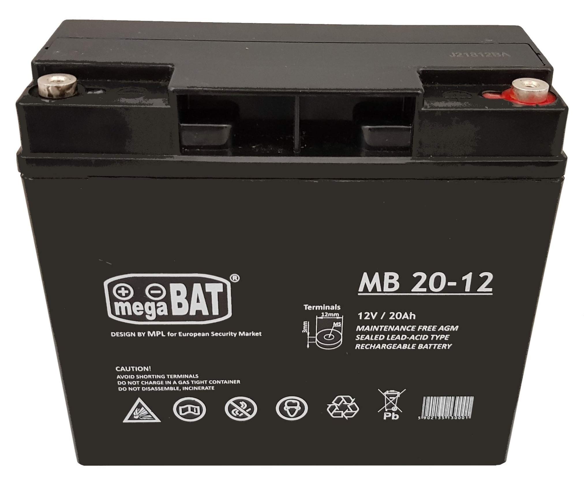 MegaBAT AGM - Batería para SAI MB 20-12 VRLA (12 V, 20 Ah)