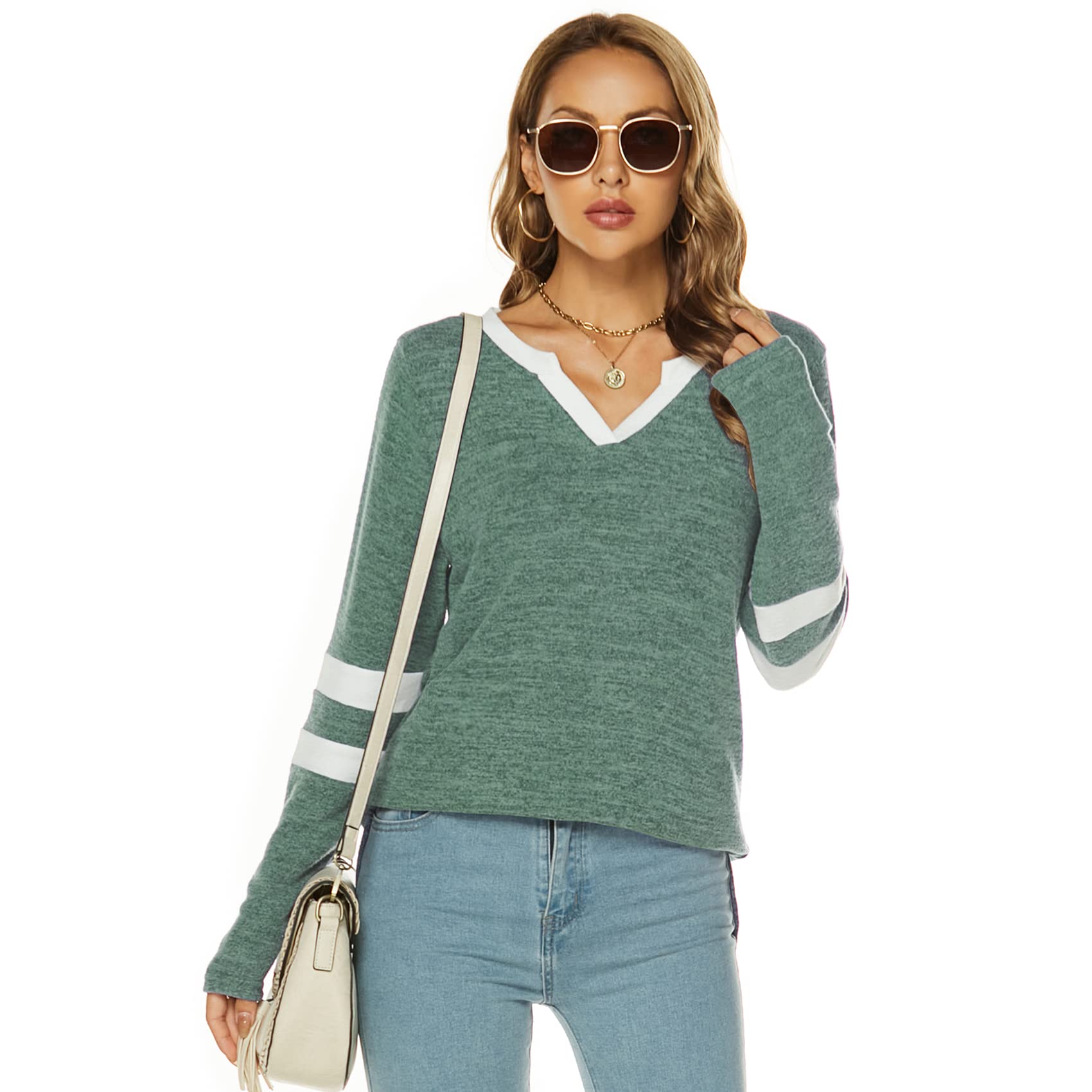 Womens Shirts V Neck Sleeve Long Sleeve Tops Desertcart INDIA