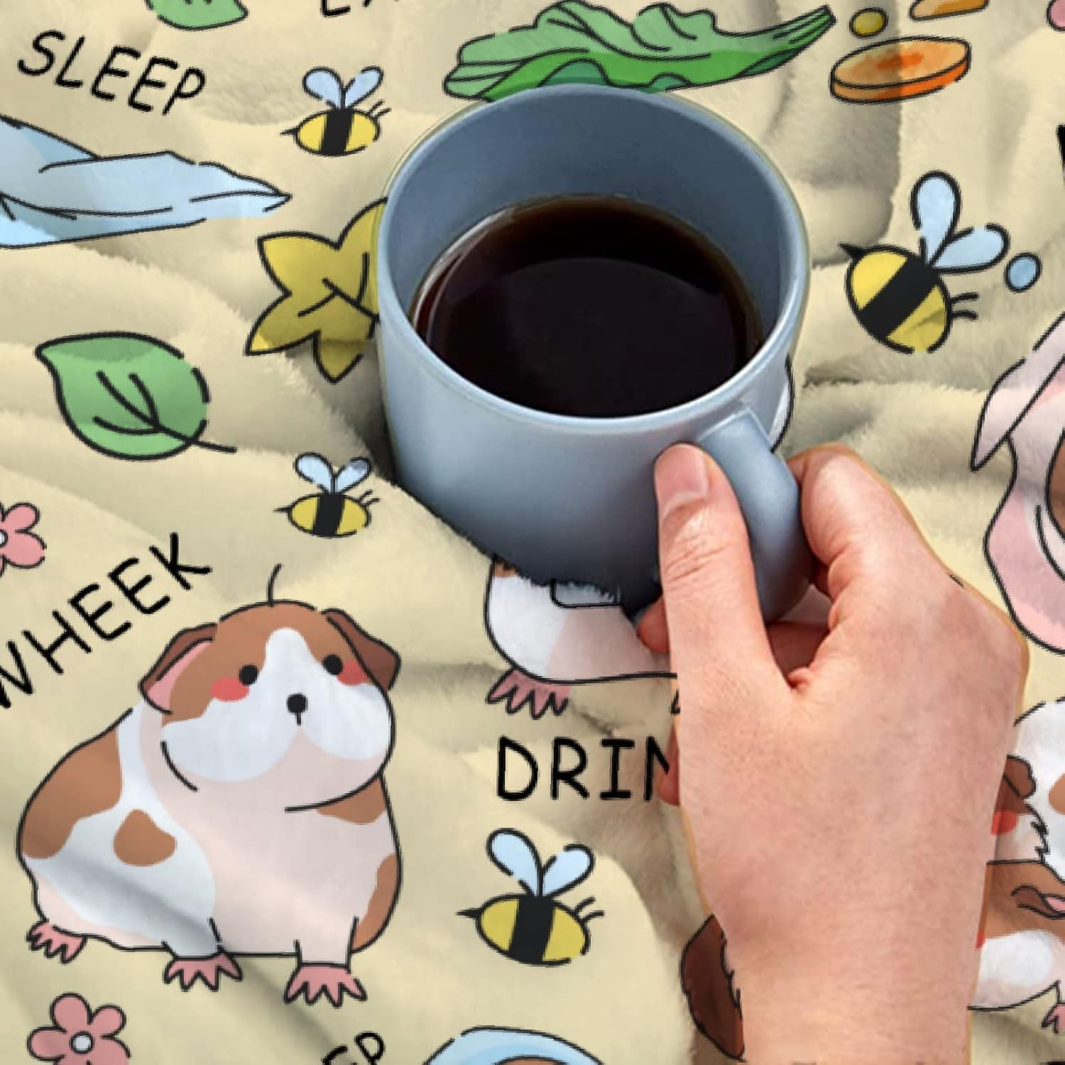 Cute Guinea Pig Blanket Gifts for Women Men,Funny Guinea Pigs Daily Print Throw,Soft Flannel Plush Quilt for Bed Sofa Couch Chair Room Decoration 80 in x 60 in Large for Adults