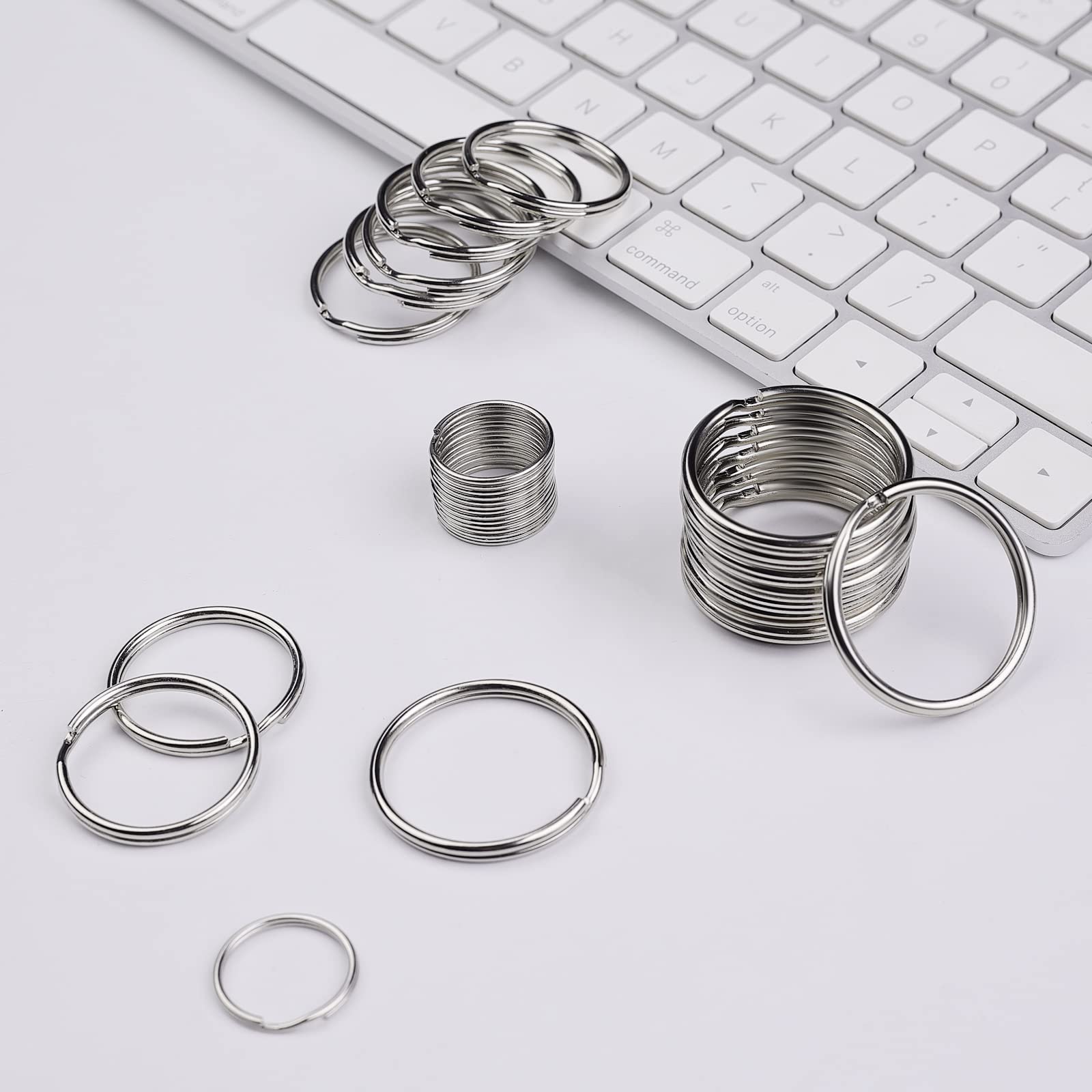 Amazon.com: 40 Pack Silver Key Ring Keychain Assorted in 4 Sizes