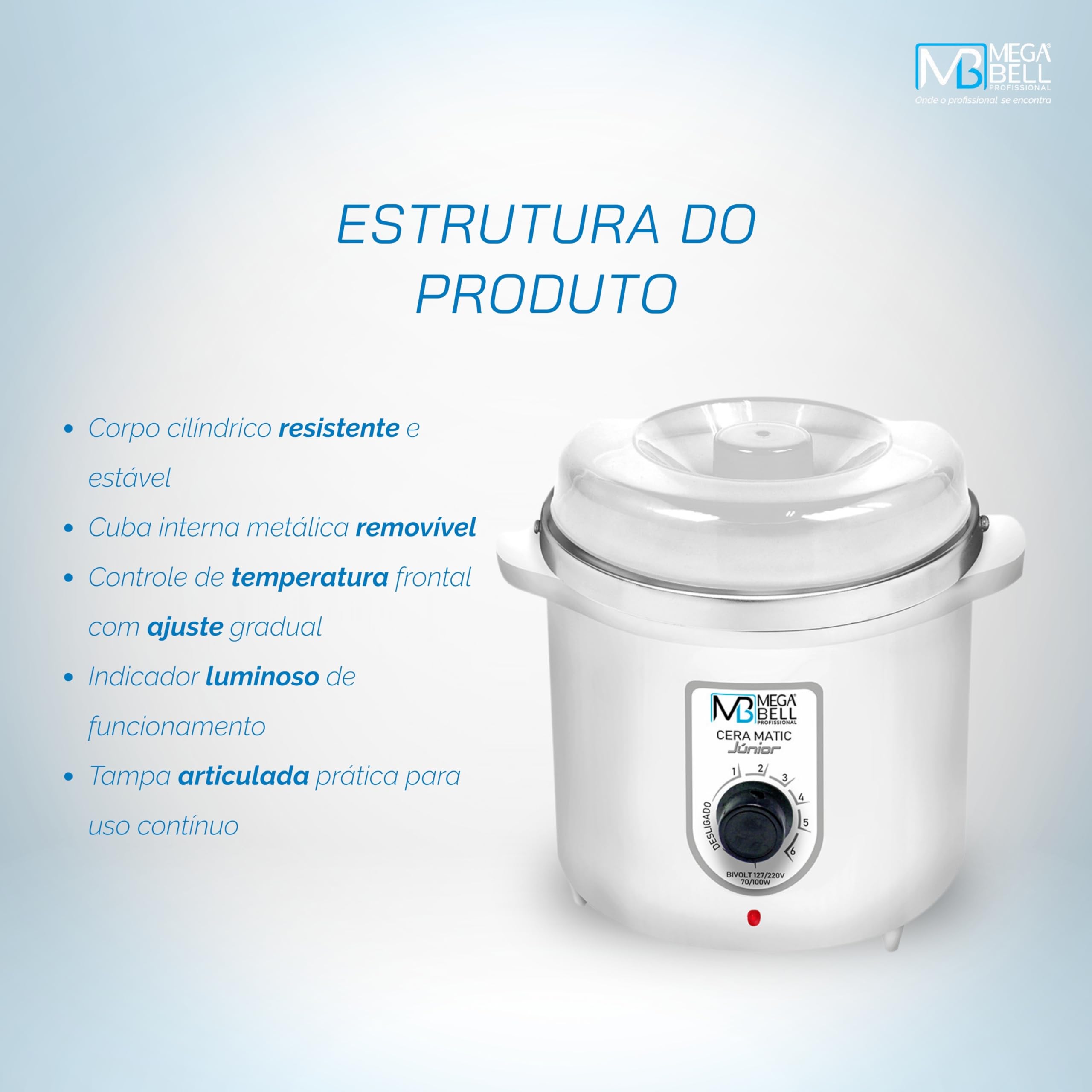 Mega Bell, Panela aquecedora de cera para depilação, Termocera