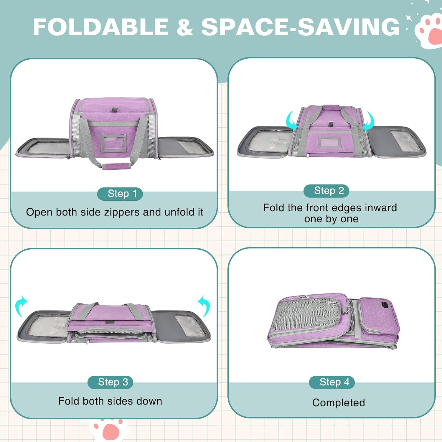 Soft Cat Carrier for Pets Up to 20 Lbs, Collapsible Cat Carrier Bag with Privacy Curtains, Airline Approved Small Pet Carrier for Small Medium Cats Dogs Puppy, Washable Soft Pet Travel Bag Dog Carrier