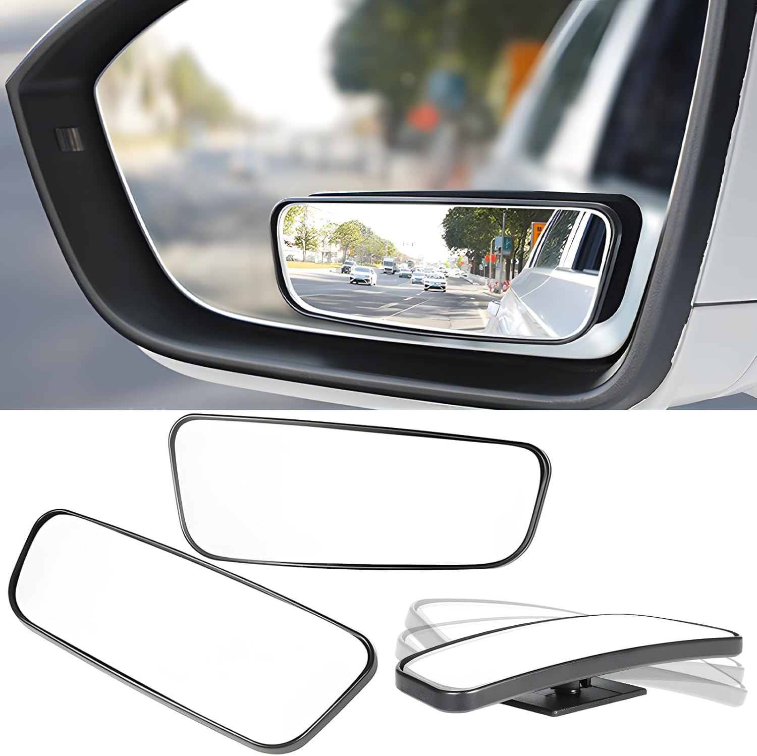 haifengshangmao 2 Pcs Blind Spot Mirrors for Leapmotor T03, Car Side Rear View Mirror Convex Wide Angle Adjustable Auxiliary Mirror Blindspot Long Strip Mirror