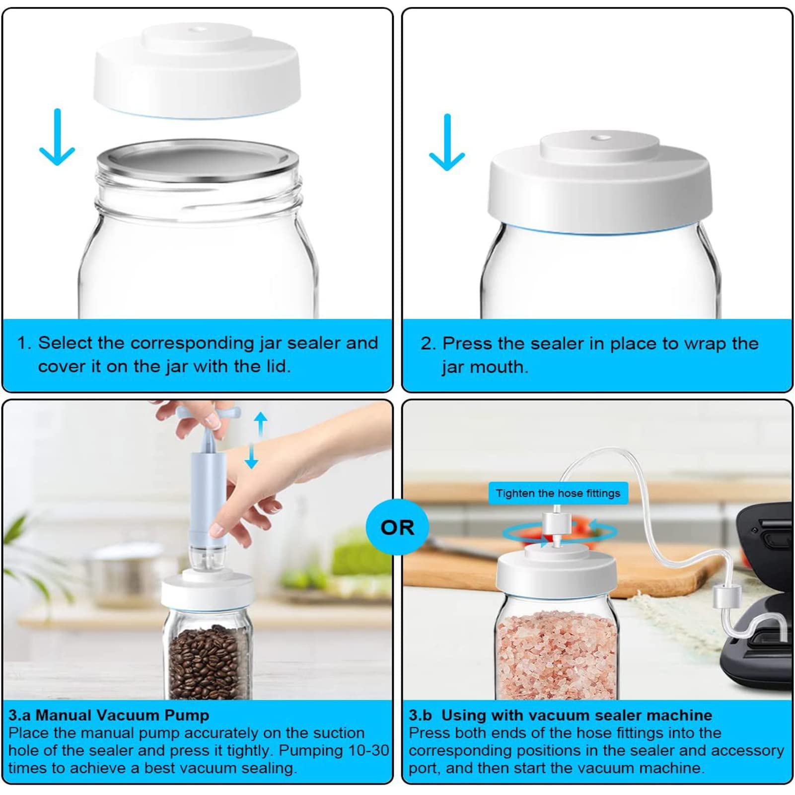 Machine Sous Vide IXROAD Pour Bocaux Mason - Avec 10 Couvercles - Conservation Aliments
